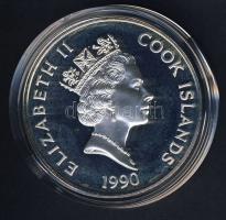 Cook szigetek 1990. 50$ Ag "Amerika 500 éve-Jacques Cartier, hajó" T:PP