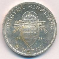 1938. 5P Ag "Szent István" T:1- 
Adamo P8.1