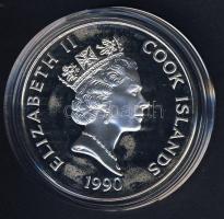 Cook szigetek 1990. 50$ Ag "Amerika 500 éve-Henry Hudson, hajó" T:PP