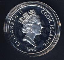 Cook szigetek 1990. 50$ Ag "Amerika 500 éve-Cortez és Montezuma" T:PP