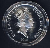 Cook szigetek 1991. 50$ Ag "Amerika 500 éve-Ferdinand Magellan" T:PP