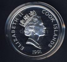 Cook szigetek 1991. 50$ Ag "Amerika 500 éve-Vasco Nunez de Balboa, hajó" T:PP