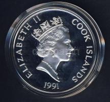 Cook szigetek 1991. 50$ Ag "Amerika 500 éve-Ülő Bika" T:PP