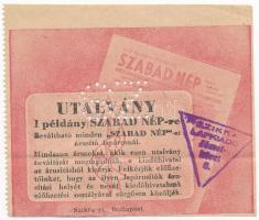 Budapest ~1950-1956. Szabad Nép utalvány, piros, bélyegzéssel és SZ perforációval T:II