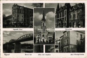 Budapest IV. Újpest, Egyesült Izzó, Dunai híd, Gróf Károlyi kórház, Városház, Római katolikus templom