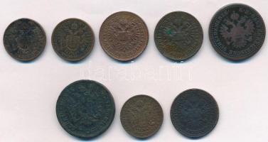 1851B 1/2kr Cu (2x) + 1kr Cu (2x) + 2kr Cu + 1861B 4kr Cu + Ausztria 1851A 1/2kr Cu + 1kr Cu T:2,2-