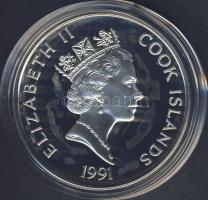 Cook szigetek 1991. 50$ Ag "Amerika 500 éve-Peter Minuit" T:PP