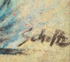 Scholtz Endre (1959-) : Dubrovnik. Pasztell, papír, jelzett, üvegezett keretben, 12×16,5 cm