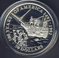 Cook szigetek 1991. 50$ Ag "Amerika 500 éve-Bostoni teadélután" T:PP