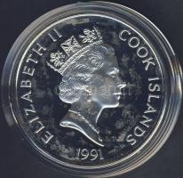 Cook szigetek 1991. 50$ Ag "Amerika 500 éve-Marquis de Lafayette" T:PP