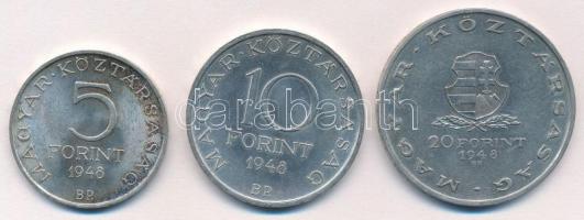 1948. 5Ft Ag "Petőfi" + 10Ft Ag "Széchenyi" + 20Ft Ag "Táncsics" - &qu...