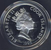Cook szigetek 1992. 50$ Ag "Amerika 500 éve-Davis-szoros, hajó" T:PP
