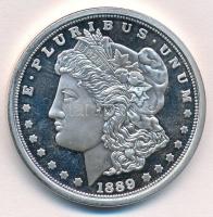 Amerikai Egyesült Államok 1889CC 1$ Morgan ezüstözött fém replika COPY jelzéssel T:1- USA 1889CC 1 Dollar Morgan silver plated metal replica with COPY mark C:AU