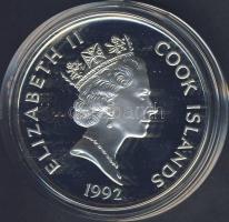 Cook szigetek 1992. 50$ Ag "Amerika 500 éve-Giovanni de Varrazano, hajó" T:PP