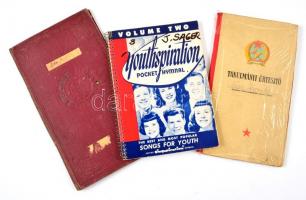 1934-1951 Egyetemi leckekönyv és tanulmányi értesítő + angol nyelvű kottafüzet