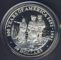 Cook szigetek 1992. 50$ Ag "Amerika 500 éve-Sacagaewa, Lewis és Clark" T:PP