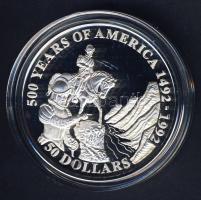 Cook szigetek 1992. 50$ Ag "Amerika 500 éve-Francisco de Coronado" T:PP