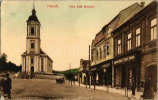 1920 Putnok, Római katolikus templom, dohány és szivar nagyáruda, Guttman Éliás üzlete (Rb)
