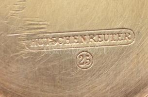 Ezüstözött fém szószos tál, jelzett (Hutschenreuter), erősen karcos, 29×19 cm, m:15 cm