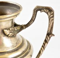 Ezüstözött alpakka amfora váza, horpadásokkal, jelzés nélkül, m: 31 cm