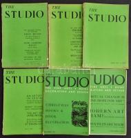 1931-1937 The Studio angol, művészeti folyóirat 6 száma, angol nyelven, 1937 decemberi számban karácsonyi könyvillusztrációkról szóló számmal (Christmas Books&Book Illustration). Változó állapotban, szakadozott gerincekkel.