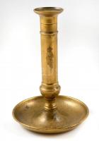 cca 1880 állítható réz gyertyatartó párban, m:20 cm (2×)