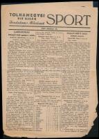 1947 Tolnamegyei Kis Újság Sport 1947. okt. 18., nov. 22., hajtásnyommal, az egyik szám szélein szakadással, 2x4 sztl. lev.