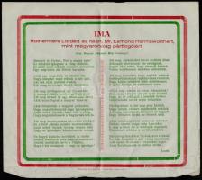 cca 1927 Bucsi József: Magyar Irredenta Szózat (Rothermere Lord akciójához.)+Ima Rothermere Lordért ...