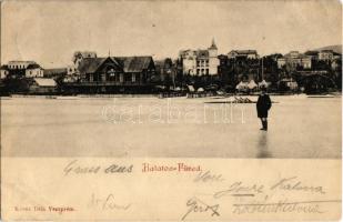 1902 Balatonfüred-fürdő, Alsó nyaralók és Stefánia Yacht clubháza télen, úr a befagyott Balaton jegén (EB)