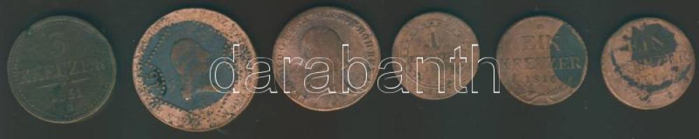 Ausztria/magyar verdejel 1851G 3Kr T:3/3- ph + 1807E 15Kr T:4/4+ + 1800B 3Kr T:3/3- + 1812S 1Kr T:4+ + 1816B+S 1Kr 2klf verdejel T:3/4+