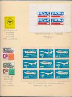 1974-1975 LUPO Nemzetközi Légiposta Kiállítás levélzáró ív + Euromax ív + 3 db levélzáró