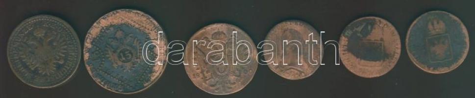Ausztria/magyar verdejel 1851G 3Kr T:3/3- ph + 1807E 15Kr T:4/4+ + 1800B 3Kr T:3/3- + 1812S 1Kr T:4+...