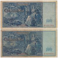 Német Birodalom 1908. 100M zöld pecséttel + 1909. 100M piros pecséttel + 1910. 100M piros pecséttel ...