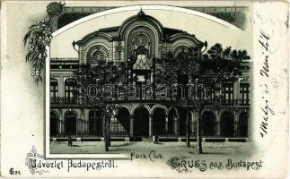 1899 Budapest XIV. Park-Club, Art Nouveau floral litho (EK)