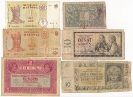 10db-os vegyes külföldi bankjegy tétel, benne 1db magyar T:III,III-,IV 10pcs of various banknotes, including ipc Hungarian C:F,VG,G