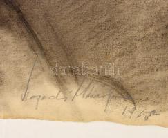 Szegedi Molnár Géza (1906-1970): Kalapos férfi. Szén, papír, jelzett, felcsavarva, szélein szakadáso...