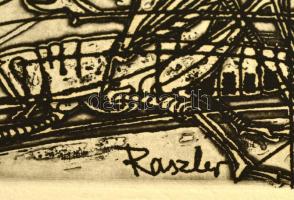 Raszler Károly (1925-2005): Virágszálak. Rézkarc, papír, jelzett, 9,5×14,5 cm