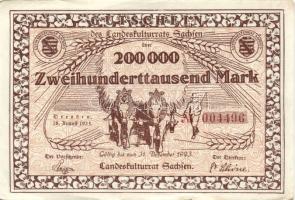 Német 3. Birodalom /Weimari Köztársaság/Szászország 1923. 200000M T:II+