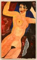 Jelzés nélkül: Fekvő akt. (Modigliani után). Olaj, vászon, foltos, 50×30 cm
