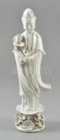 Guan Yin, fehér mázas, javított, jelzés nélkül, m: 34 cm