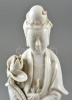 Guan Yin, fehér mázas, javított, jelzés nélkül, m: 34 cm