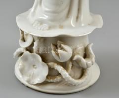 Guan Yin, fehér mázas, javított, jelzés nélkül, m: 34 cm
