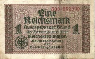 Német 3. Birodalom/Bankjegy a megszállt területek részére/Reichskreditkassenschein DN(1939) 1RM(2x) egymásutáni sorszámokkal T:II,II/III