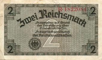 Német 3. Birodalom/Bankjegy a megszállt területek részére/Reichskreditkassenschein DN(1939) 2RM(2x) egymásutáni sorszámokkal T:II/III+