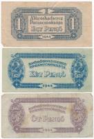 1944. 1P + 2P + 5P "A Vöröshadsereg Parancsnoksága" mindhárom hamis "9. sz. Szent Gel...