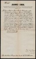 1870 Simor János esztergomi érsek levele házasság engedélyezése ügyében, aláírásokkal