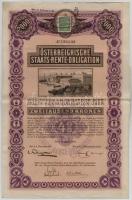 Ausztria / Bécs 1908. Österreichische Staats-Rente-Obligation (Osztrák Államkölcsön Kötvény) 2000K-ról, bélyegzéssel, bélyeggel, szelvényekkel T:III