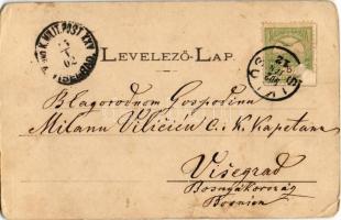 1902 Siklós, Római katolikus templom, Fő utca, Pandurovits János és Paunz Géza üzlete. Kiadja Feiler...