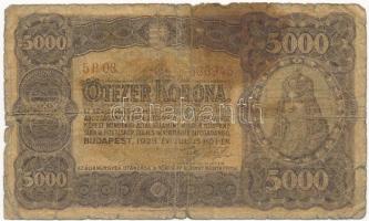 1923. 5000K Magyar Pénzjegynyomda Rt. Budapest T:IV Adamo K39