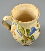 Antik köcsög, mázas kerámia, jelzés nélkül, máz hibákkal, m: 13 cm